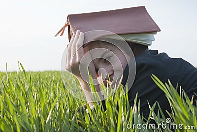 Teen girl with the Bible Stock Photo