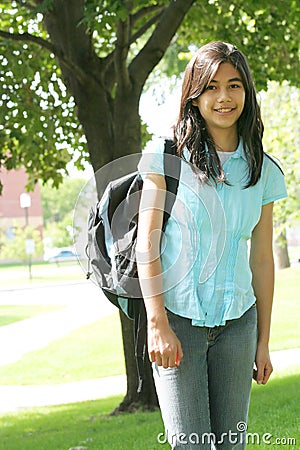 Teen girl ready for school Stock Photo