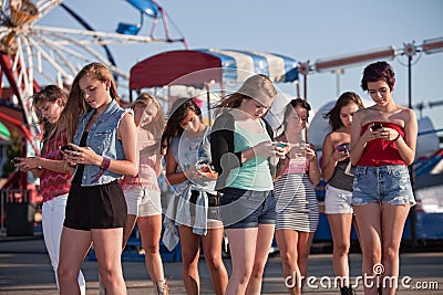 Teen Girls Text Messaging Stock Photo