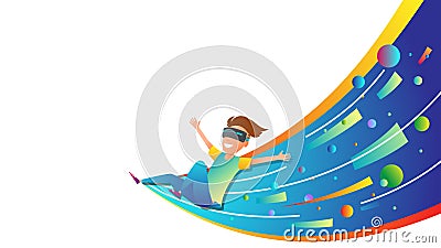 Teen in glasses virtual reality Vector Illustration