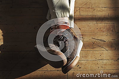 Teen legs shoes sneakers modern cool fashion Stock Photo