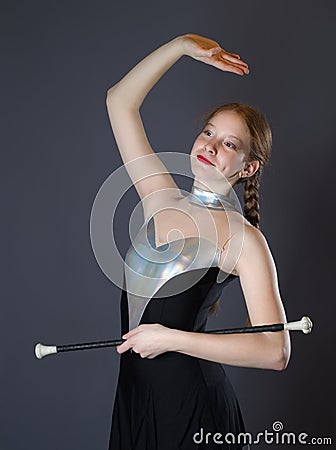 Teen Majorette Girl Posing Stock Photo