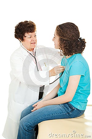 Teen Medical - Listening to Heart Stock Photo