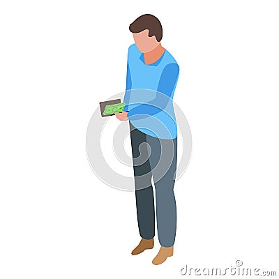 Teen money problems icon, isometric style Vector Illustration