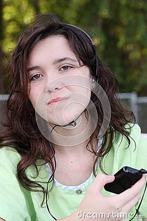 Teen music mp3 Stock Photo