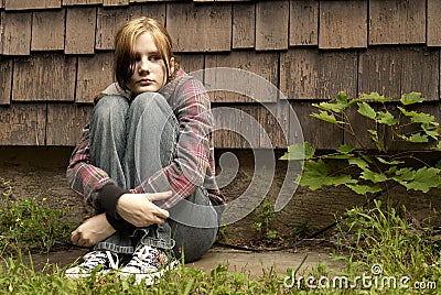 Teen runaway Stock Photo