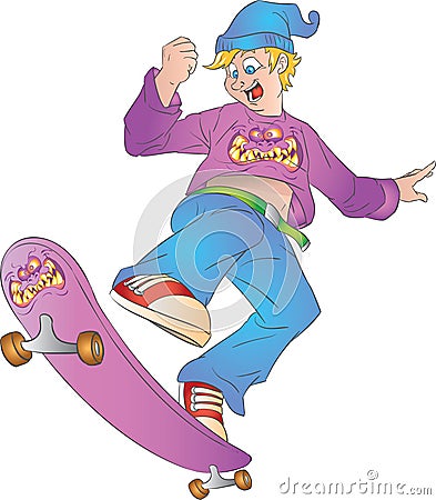 Teen skateboarder Cartoon Illustration