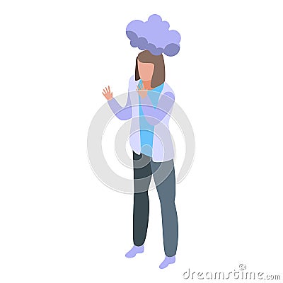 Teen stress problems icon, isometric style Vector Illustration