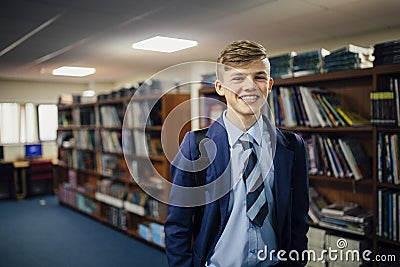 Teen Student In The Library Stock Photo