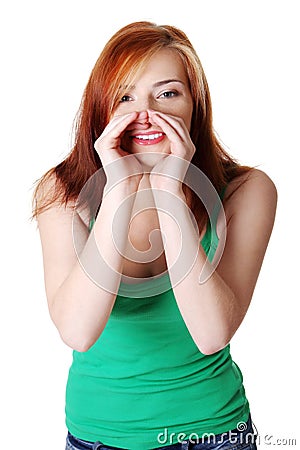 Teen student whispering. Stock Photo