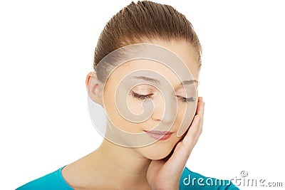 Teen woman with toothache. Stock Photo