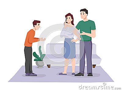 Teen yells at parents isolated shouting angry boy Vector Illustration