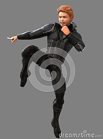 Teenage Boy Agent in Stealth Infiltration Attire Stock Photo