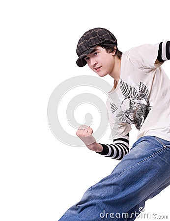 Teenage boy dancing Locking or Hip-hop Stock Photo