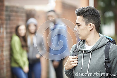 Teenage Boy Feeling Intimidated As He Walks Home Stock Photo