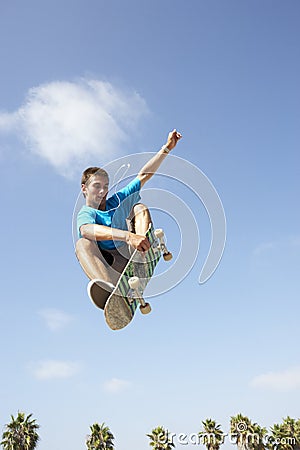 Teenage Boy In Skateboard Park Stock Photo