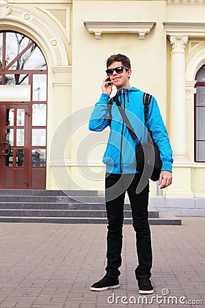 Teenage Boy Traveler Stock Photo