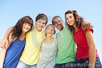 Teenage Friends Standing Outside Stock Photo
