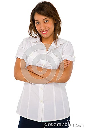 Teenage girl with arms folded Stock Photo