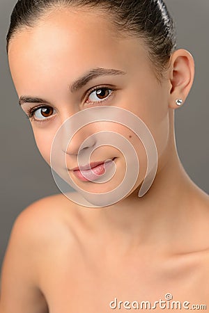 Teenage girl bare shoulders skin beauty close-up Stock Photo