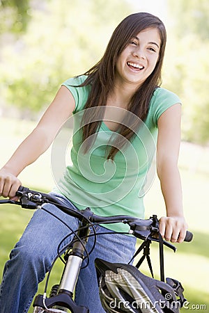 Teenage Girl On Bicycle Stock Photo