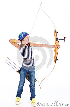 Teenage Girl Doing Archery Stock Photo