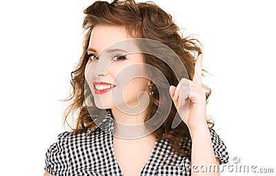 Teenage girl with her finger up Stock Photo