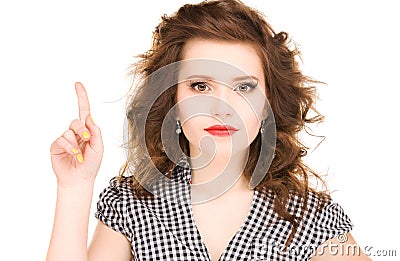 Teenage girl with her finger up Stock Photo