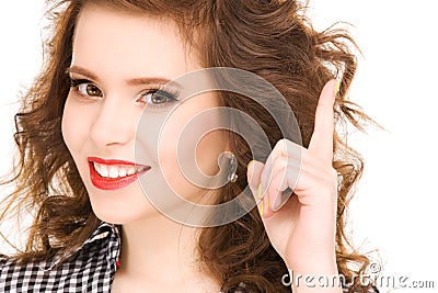 Teenage girl with her finger up Stock Photo