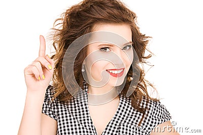 Teenage girl with her finger up Stock Photo