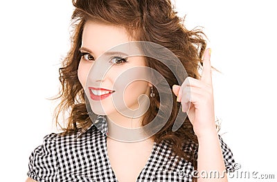 Teenage girl with her finger up Stock Photo