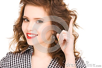 Teenage girl with her finger up Stock Photo