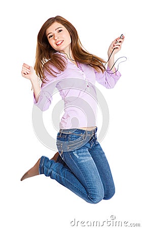 Teenage girl is jumping Stock Photo