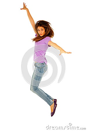 Teenage girl jumping Stock Photo