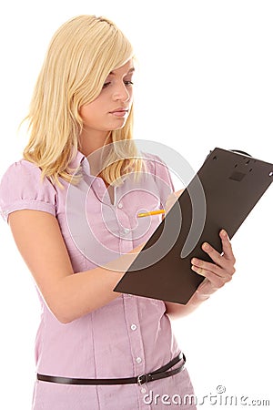 Teenage girl with notebook Stock Photo