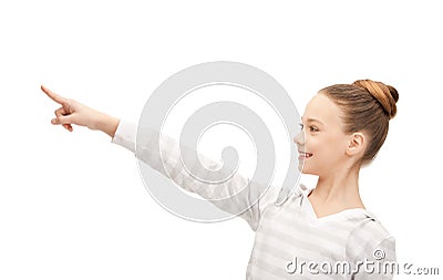 Teenage girl pointing her finger Stock Photo