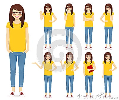 Teenage girl set Vector Illustration