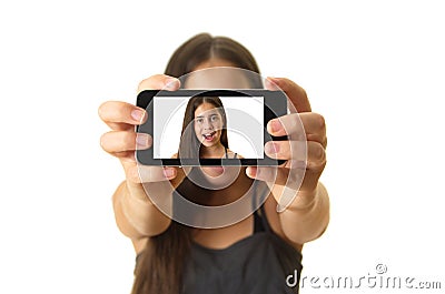 Teenage girl taking a selfie Stock Photo