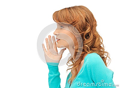 Teenage girl whispering gossip Stock Photo