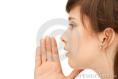 Teenage girl whispering gossip Stock Photo