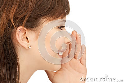 Teenage girl whispering gossip Stock Photo