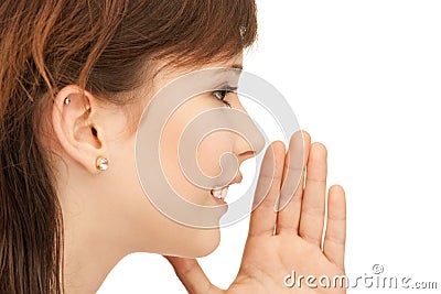 Teenage girl whispering gossip Stock Photo