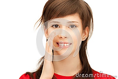 Teenage girl whispering gossip Stock Photo