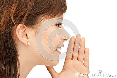 Teenage girl whispering gossip Stock Photo