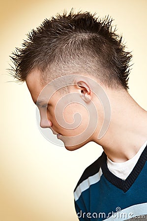 Teenage haircut Stock Photo