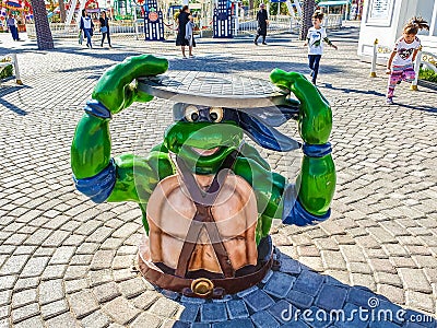 Teenage mutant ninja turtles figures Leonardo in Culture and Leisure Park Ashgabat Street art Editorial Stock Photo