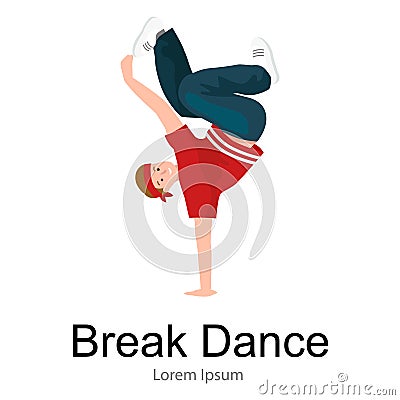 Teenager boy dancing hip hop style isolated vector illustration. Vector Illustration