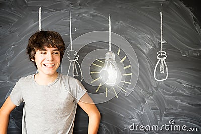 Teenager boy getting an idea Stock Photo