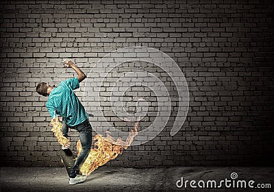 Teenager boy on skate Stock Photo