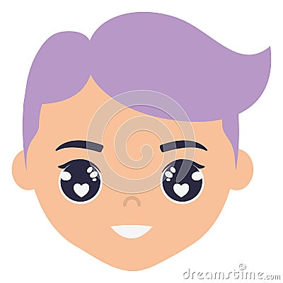 Teenager boy young head character Vector Illustration